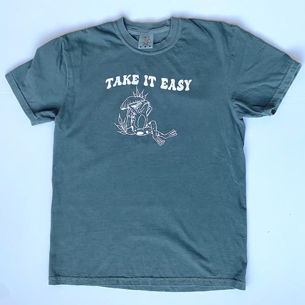 TheVault.ink has The Take it Easy Frog Tshirt in College Station.