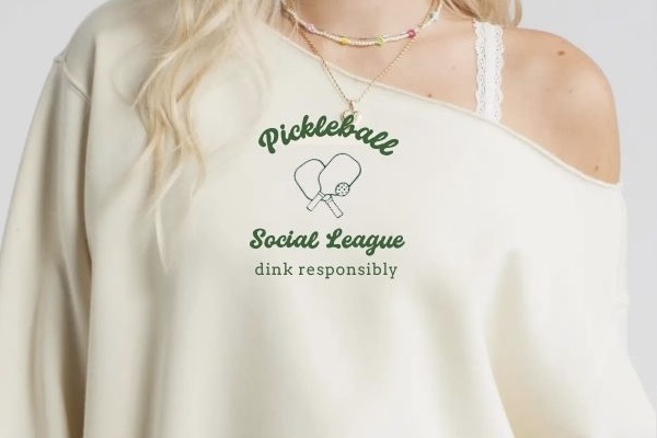 Pickleball Off the Shoulder Sweatshirt - Dink Responsibly